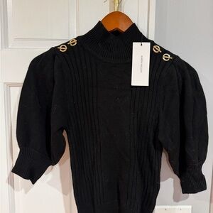Karen Millen Black Turtleneck Sweater with Gold Details